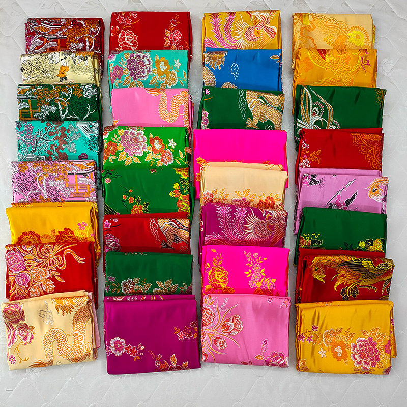 结婚喜被子大红绿的龙凤百子杭州织锦丝绸被面全棉被里子纯棉布料