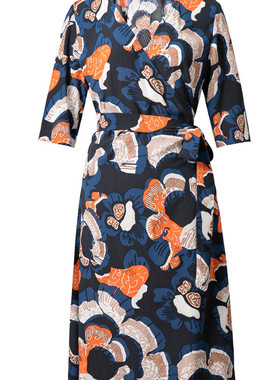 【安琪儿专享】优雅印花裹身度假连衣裙 - YGSS075