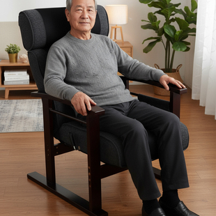 多功能高腿老人沙发单人舒适实木扶手懒人卧室休闲靠背躺椅子家用