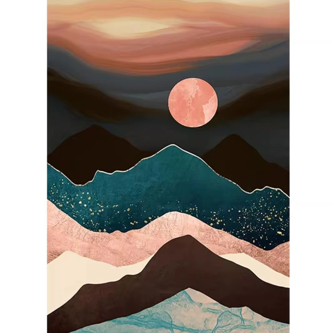 轻奢抽象风景风钻石画满钻装饰画
