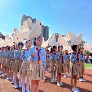 和平鸽子气球运动会开幕式手持白鸽放飞飘空学校幼儿园氛围道具