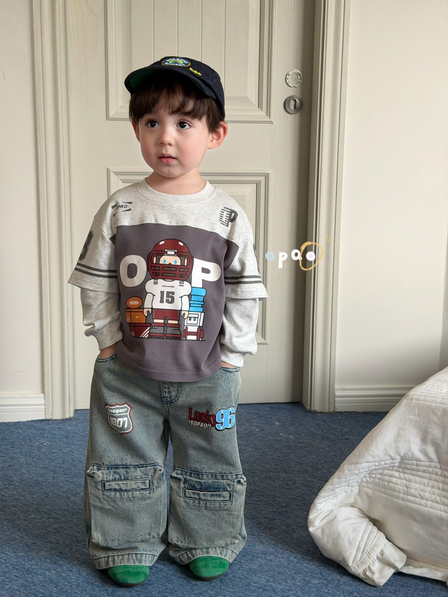 凡妈童装26春新款男童小童韩版动漫卡通拼接袖T恤口袋牛仔直筒裤,童装/婴儿装/亲子装,裤子,淘宝优惠券,粉丝福利购,淘宝优惠卷