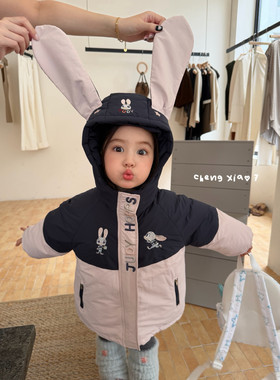 女童冬季三合一兔子警官羽绒服