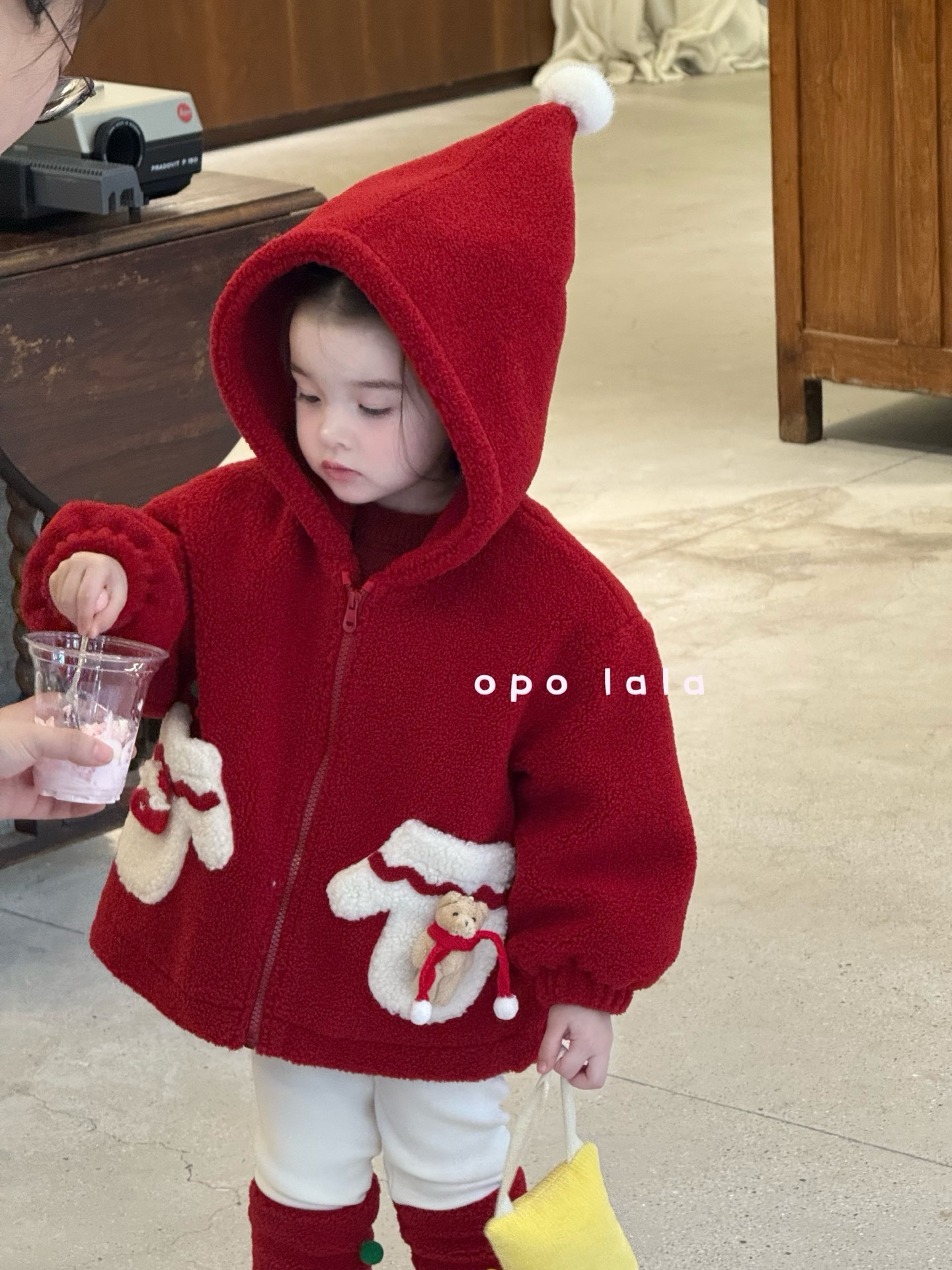 女童秋冬款韩版精灵帽玩偶外套