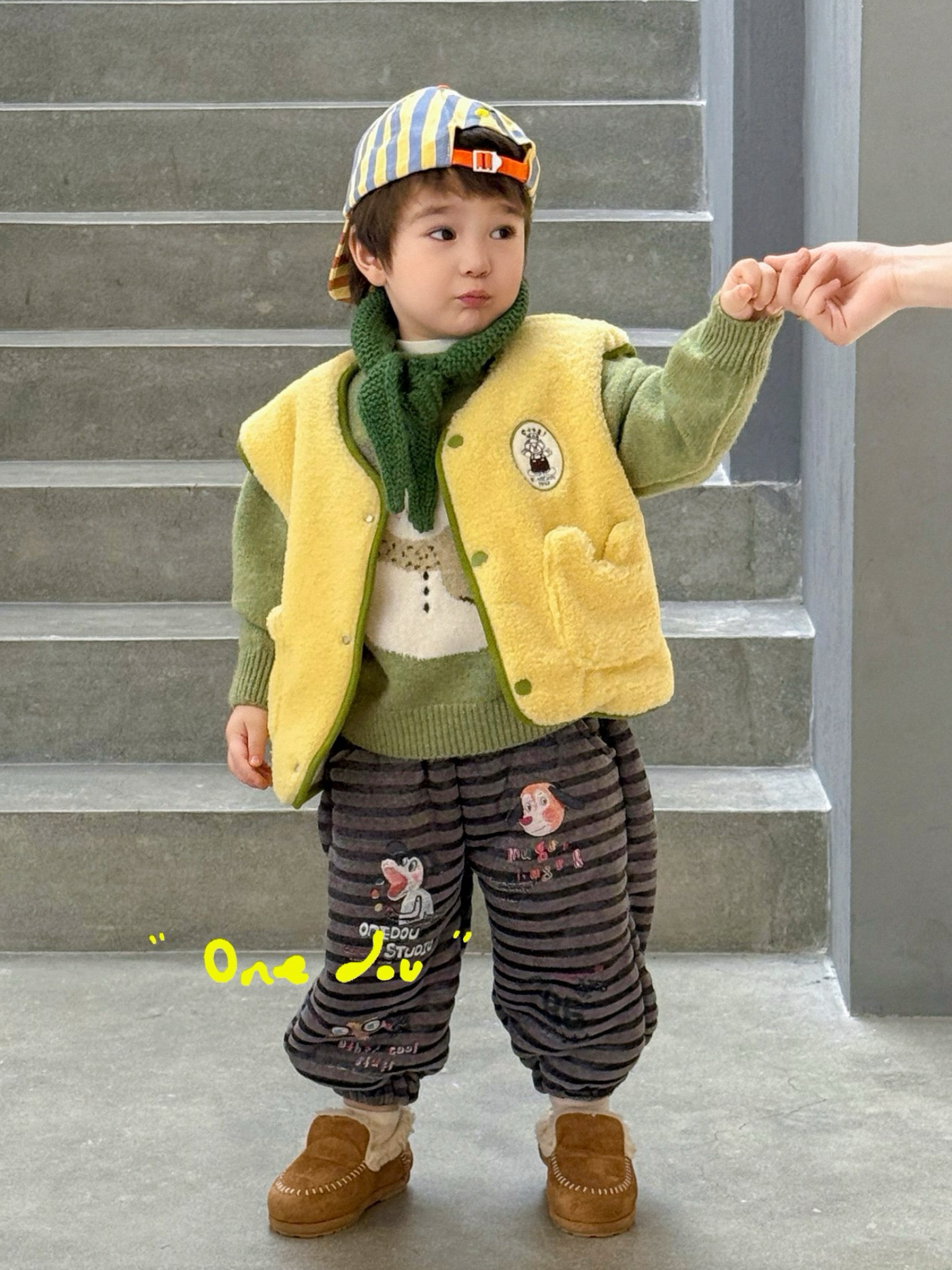 男女童秋冬韩版卡通毛毛马甲卫裤