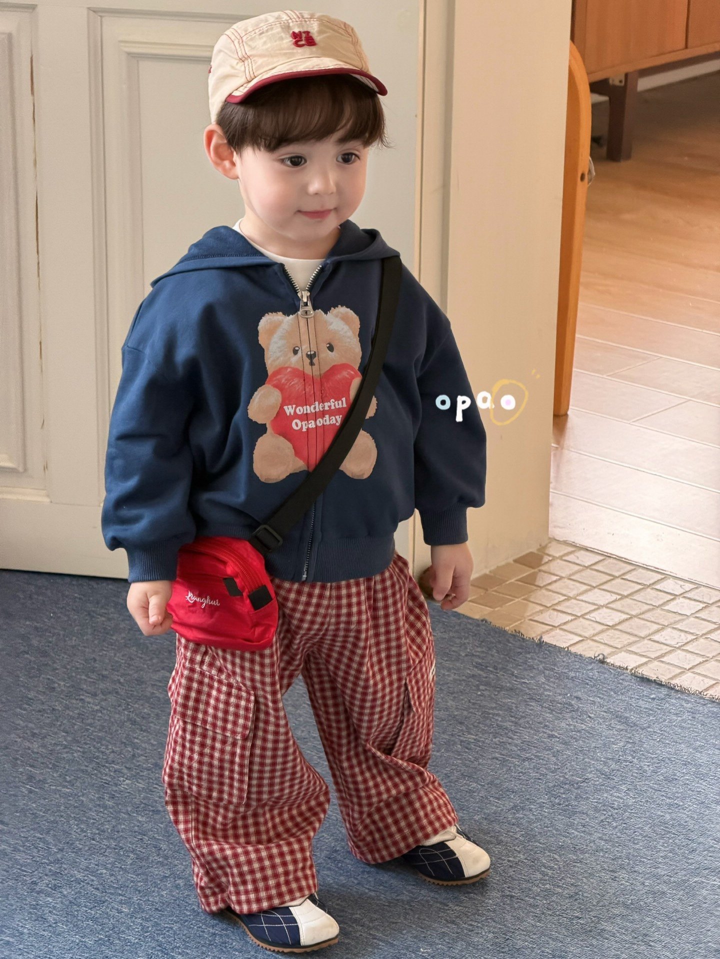凡妈童装2026春新款男童小童韩版卡通小熊连帽外套帽衫格子休闲裤,童装/婴儿装/亲子装,普通外套,淘宝优惠券,粉丝福利购,淘宝优惠卷