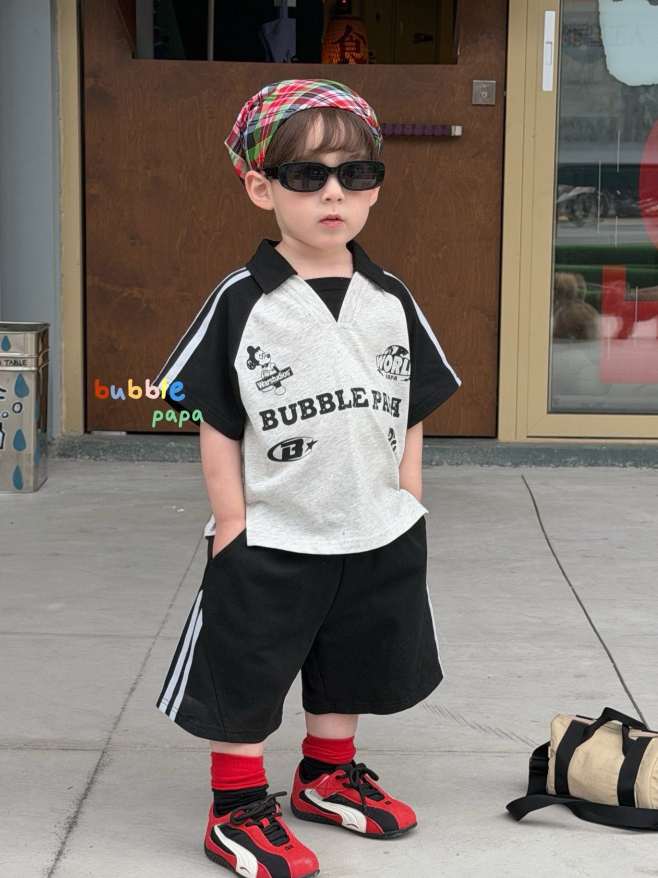 凡妈童装26夏季新款男童小童韩版卡通米奇休闲T恤短裤套装两件套