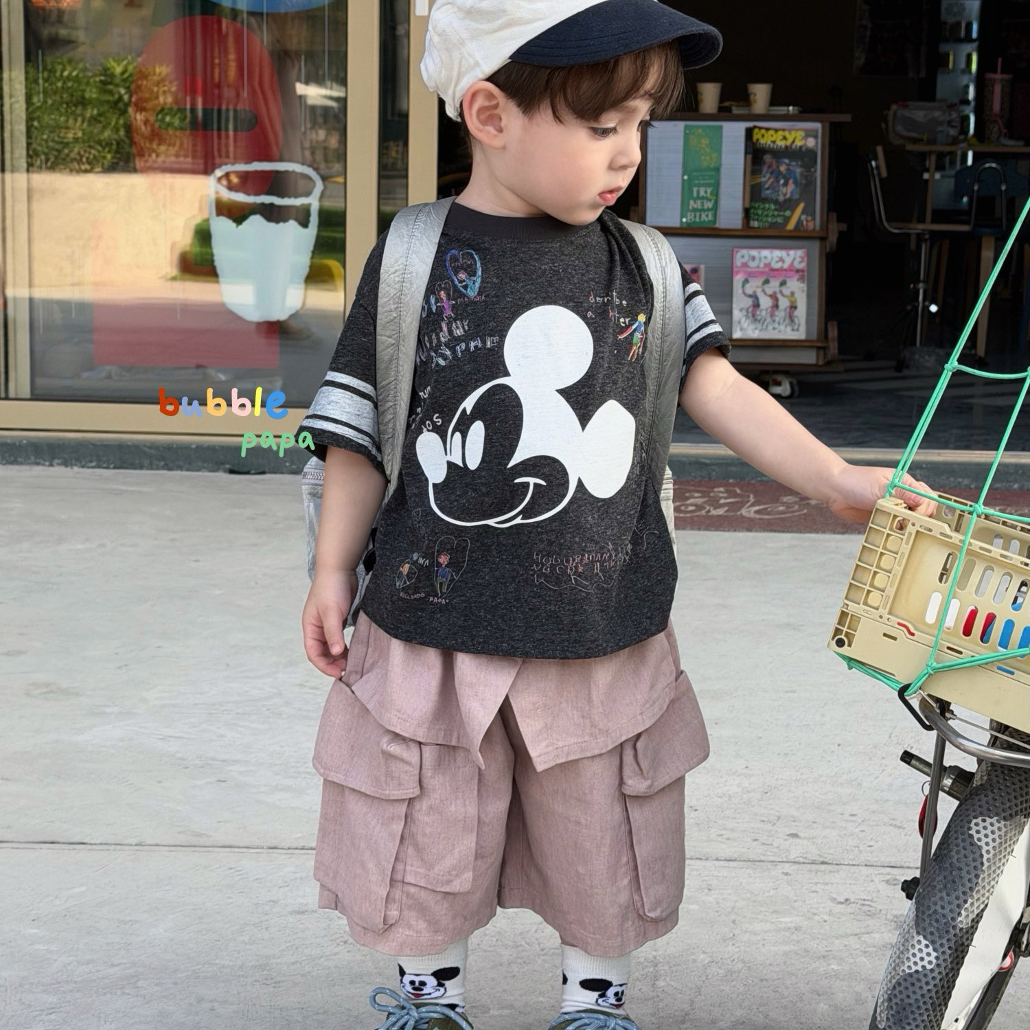 凡妈童装2026夏季新款男童小童韩版口袋休闲短裤米奇短袖T恤洋气
