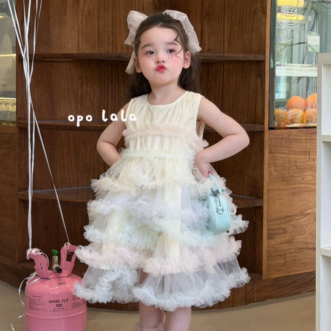 凡妈童装2026夏新款女童小童韩版无袖彩虹蓬蓬蛋糕公主纱裙连衣裙