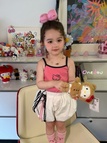 女童夏季小童KT猫吊带灯笼短裤