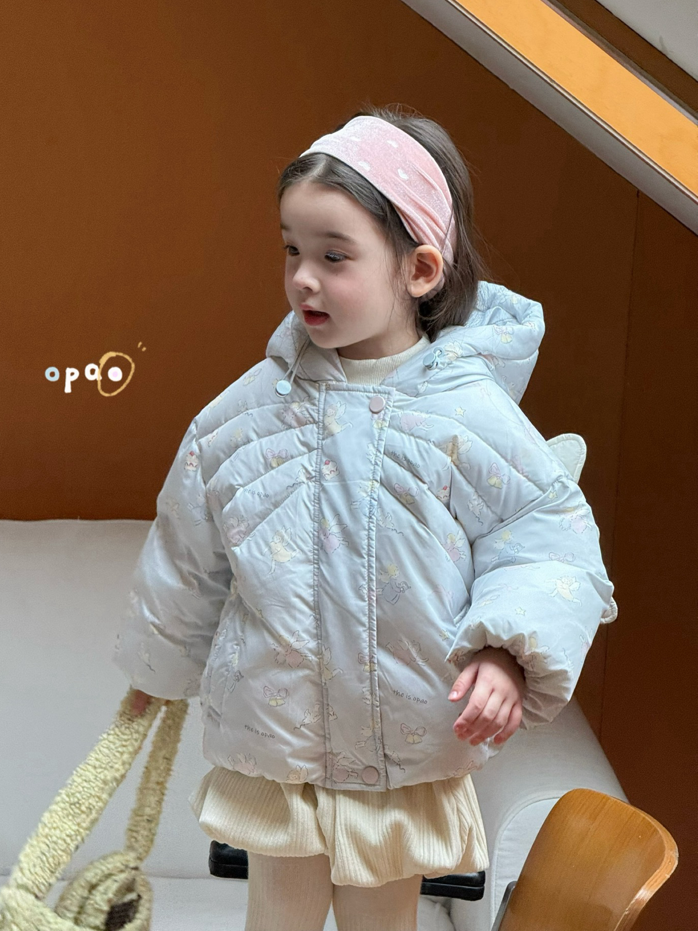 女童韩版洋气短款连帽羽绒服外套