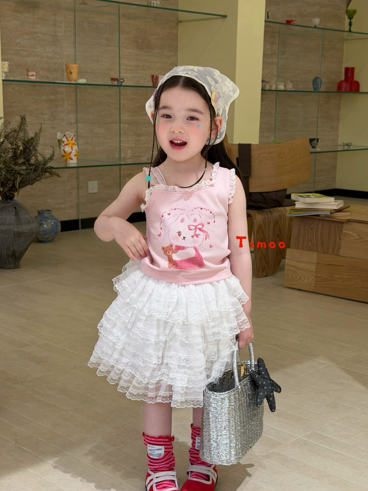 凡妈童装2026夏季新款女童小童韩版可爱兔子背心蕾丝花边蛋糕纱裙