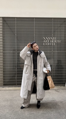 风衣款90白鸭绒显瘦中长款羽绒服