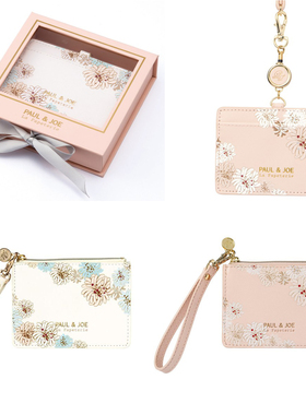 日本PAUL&JOE清新菊花猫咪门禁卡套挂脖证件套腕带式钥匙包卡包