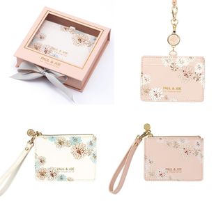 日本PAUL&JOE清新菊花猫咪门禁卡套挂脖证件套腕带式 钥匙包卡包