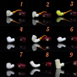 海泡石烟斗原石军插925银圈土耳其进口大气室光面雕刻带盒包邮款