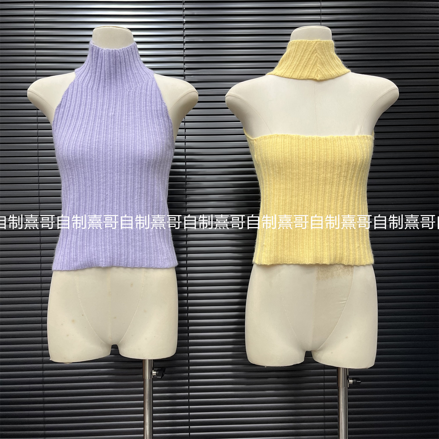 纯欲风挂脖高领针织背心女秋季新款修身显瘦内搭打底衫无袖上衣潮