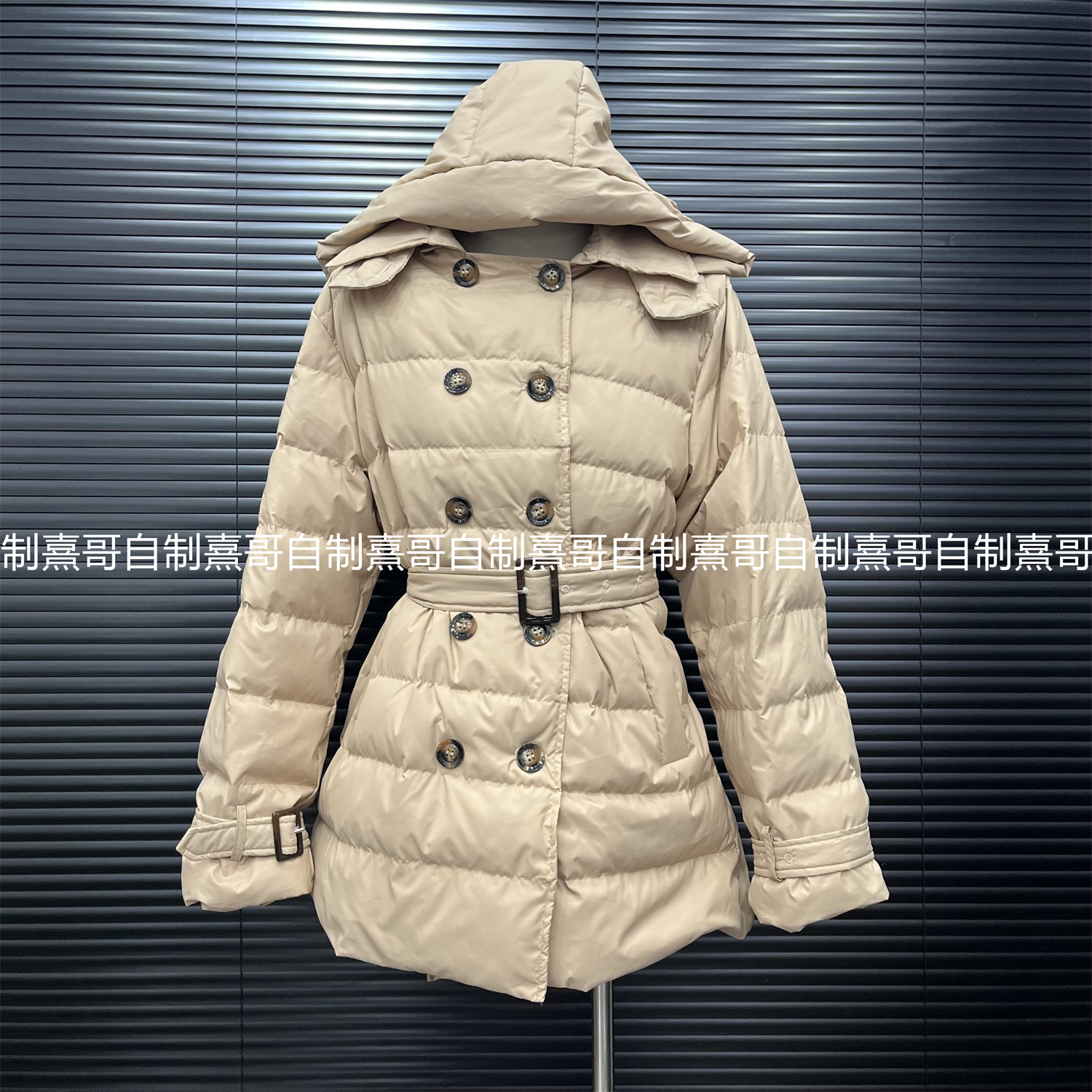 小个子英伦风双排扣经典款风衣加厚加棉外套式女新款显瘦收腰上衣