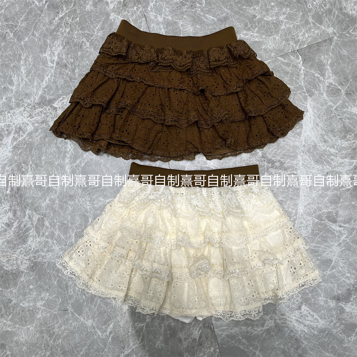 法式甜美蕾丝花边蛋糕裙女秋冬新款高腰显瘦百搭A字半身裙短裙子