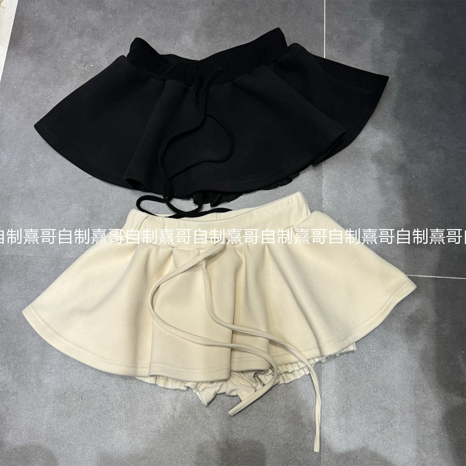 辣妹不规则半身裙女冬季芭蕾风松紧高腰显瘦裙裤抽绳加厚蓬蓬短裙