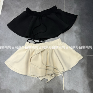 辣妹不规则半身裙女冬季芭蕾风松紧高腰显瘦裙裤抽绳加厚蓬蓬短裙