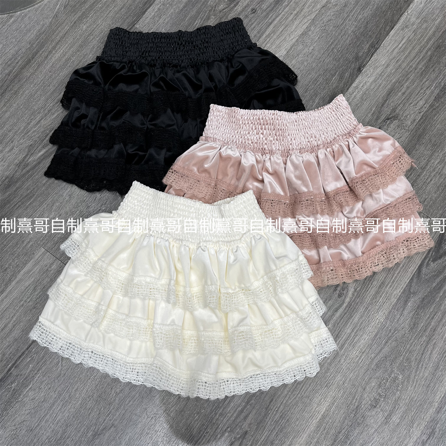 法式蕾丝花边蛋糕裙半身裙女秋冬甜美芭蕾风蓬蓬裙荷叶边a字短裙