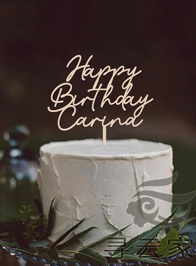 木质HappyBirthday CakeTopper个性定制生日派对蛋糕插牌纪念礼物