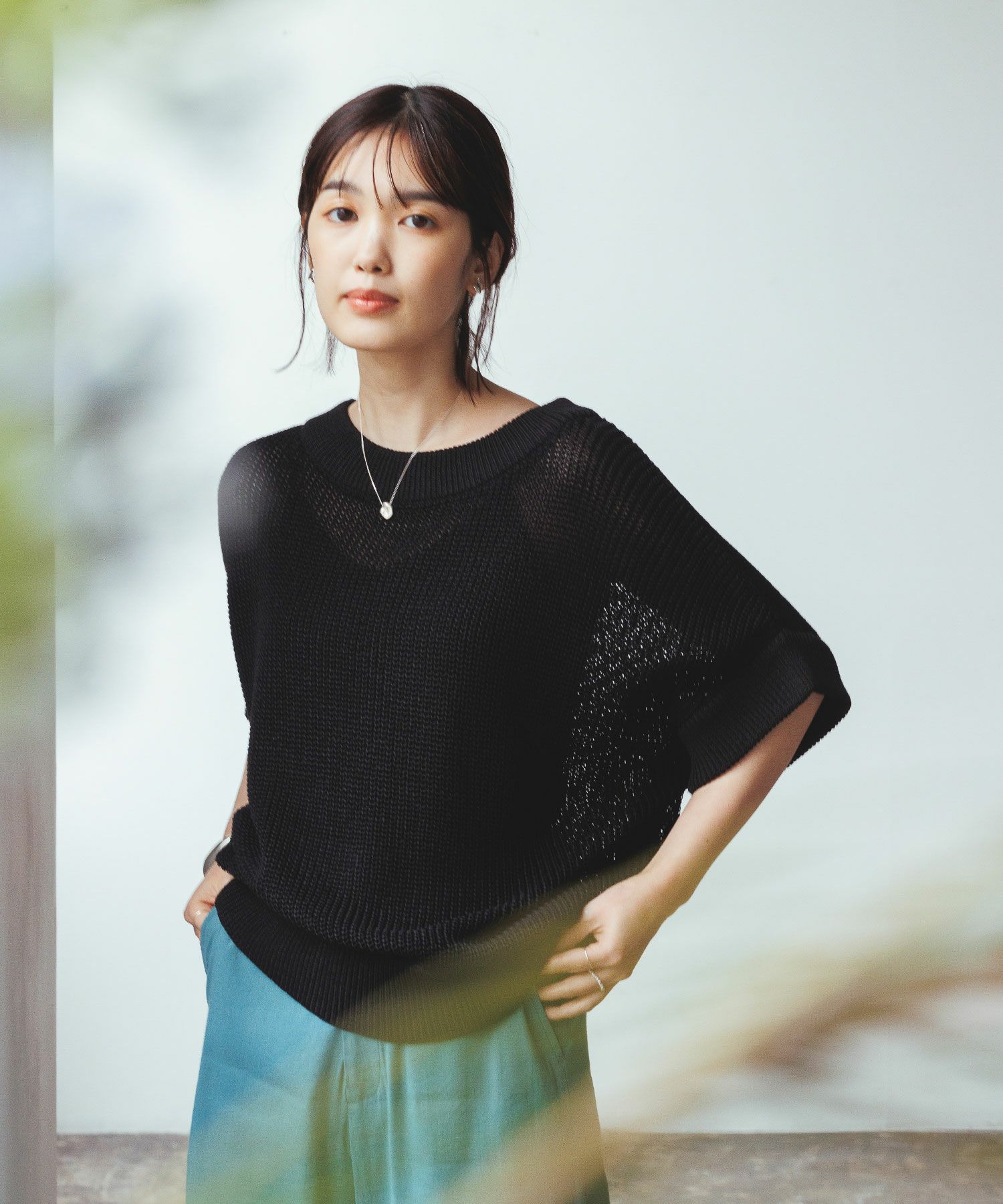 春夏季GR镂空网眼圆领无袖套头