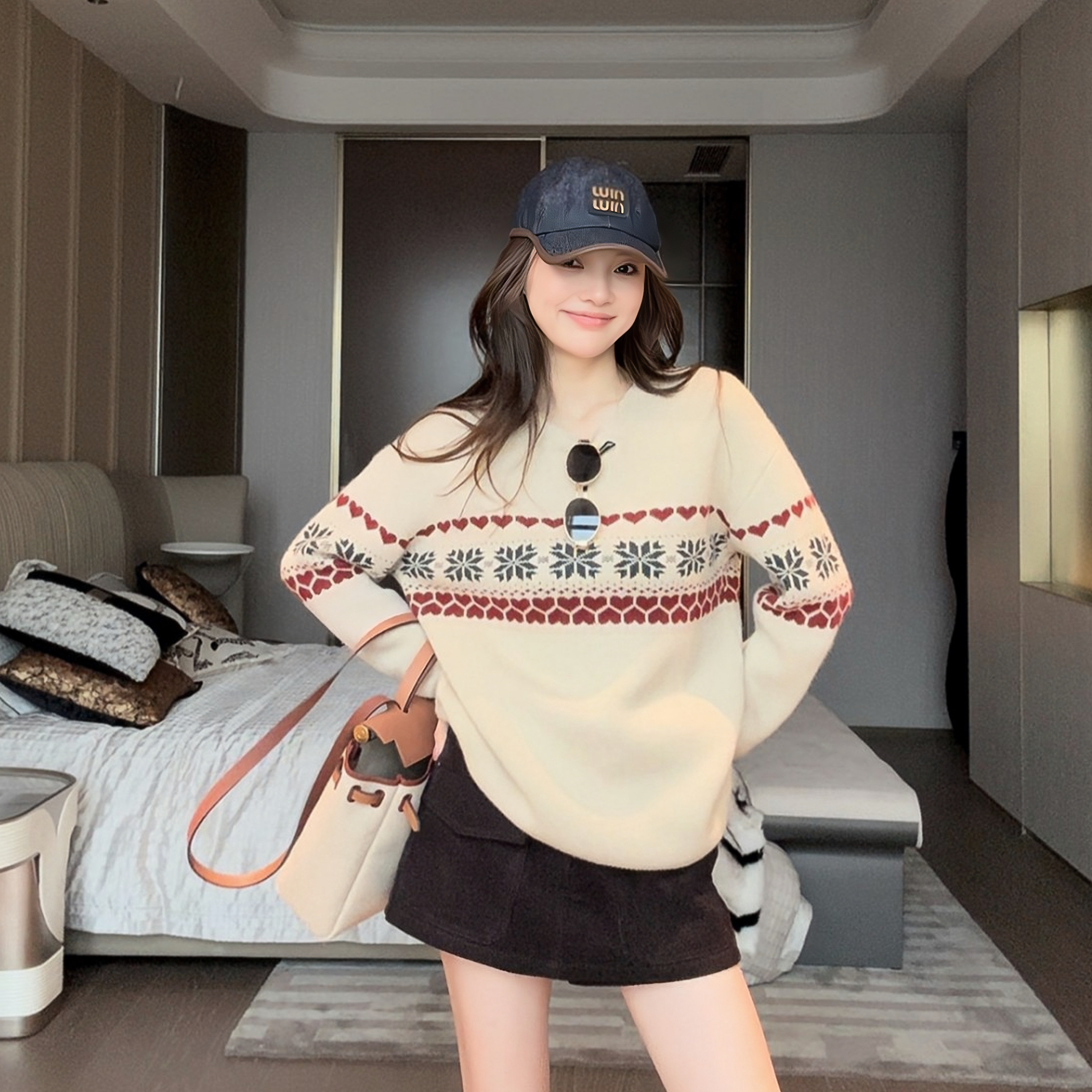 现货【仁川时报】绵羊毛毛衣女款爆款2025新款洋气费尔岛毛衣