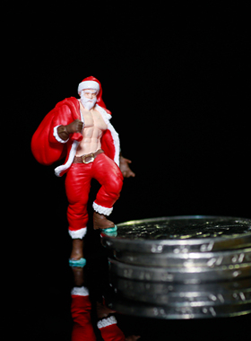 L085圣诞节圣诞老人送礼preiser模型1/87 1/64微缩景观沙盘小人