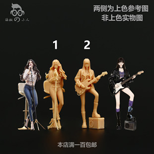 【海叔】1:64清吧驻唱女歌手微缩模型1:43白模场景微拍小人偶A461