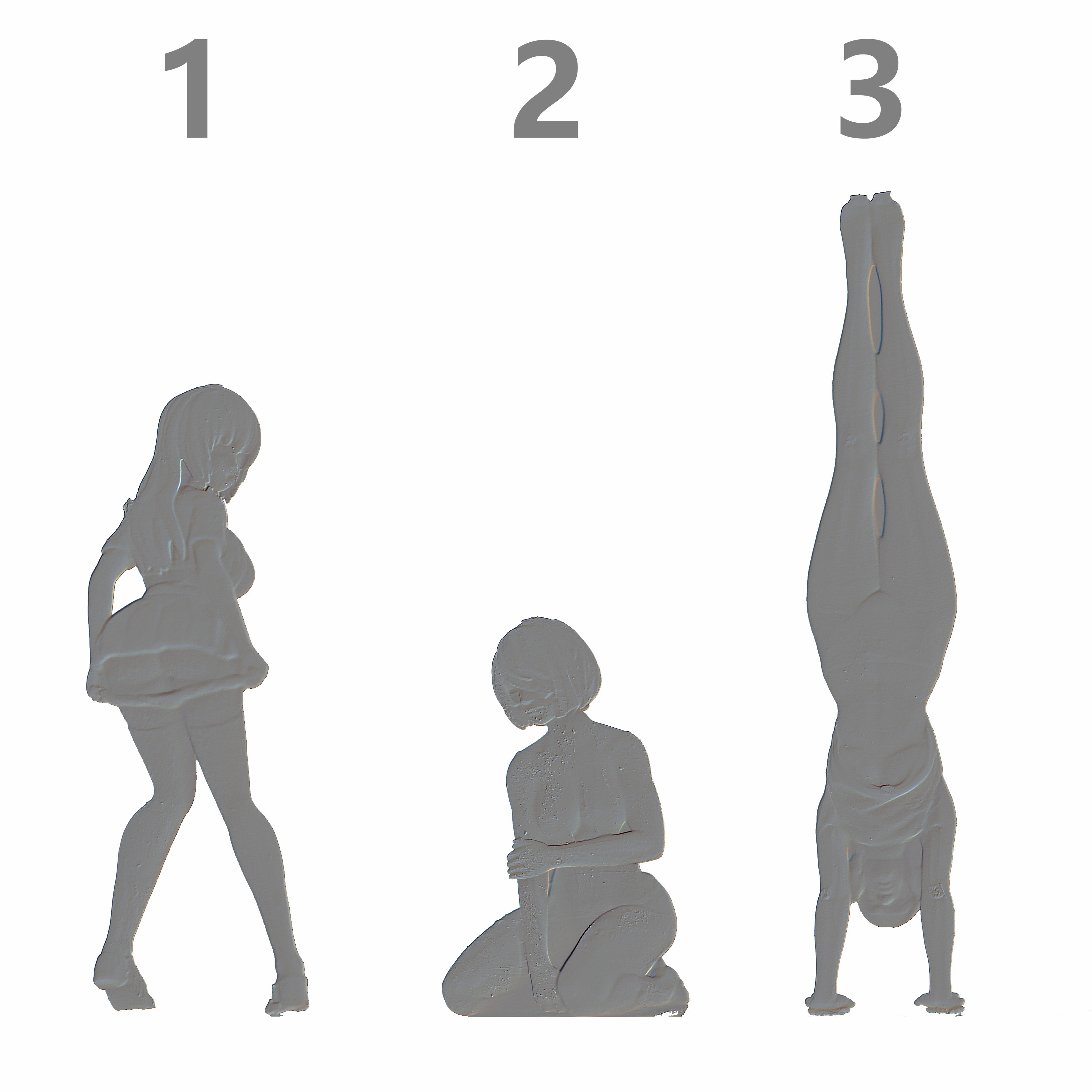 l167倒立性感美女白模1/64人偶模型摆件手办微缩景观沙盘小人