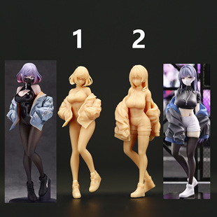 【海叔】1:64口罩少女露娜尤娜黑丝动漫微缩模型1:43白模人偶A349