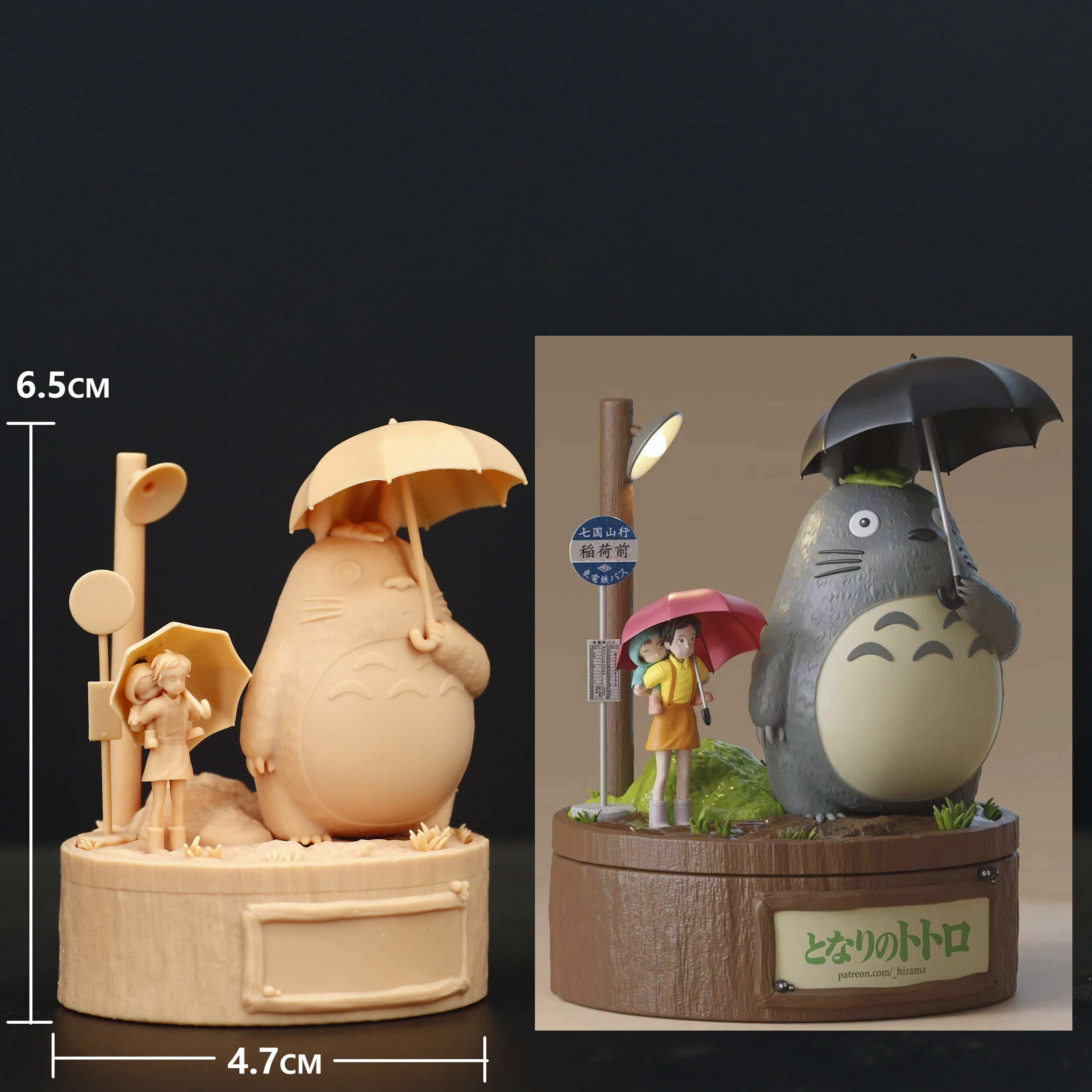 A228龙猫与小女孩1:64微缩人偶模型树脂白模沙盘公仔场景摆件