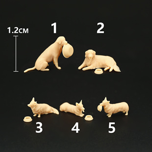 64柯基金毛拉布拉多干饭狗狗微缩模型1 43白模A343 海叔