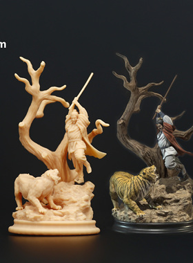 【海叔】A149武松打虎1:64人偶模型手办1:43微缩白模沙盘小人公仔