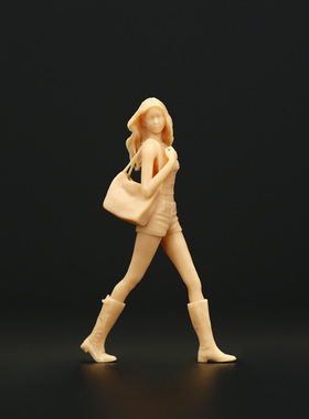 【海叔】1:64走路带风女孩微缩模型1:43白模场景微拍小人偶A375