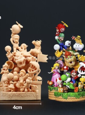 L379超级马里奥大合集1:64微缩模型手办摆件微拍树脂白模
