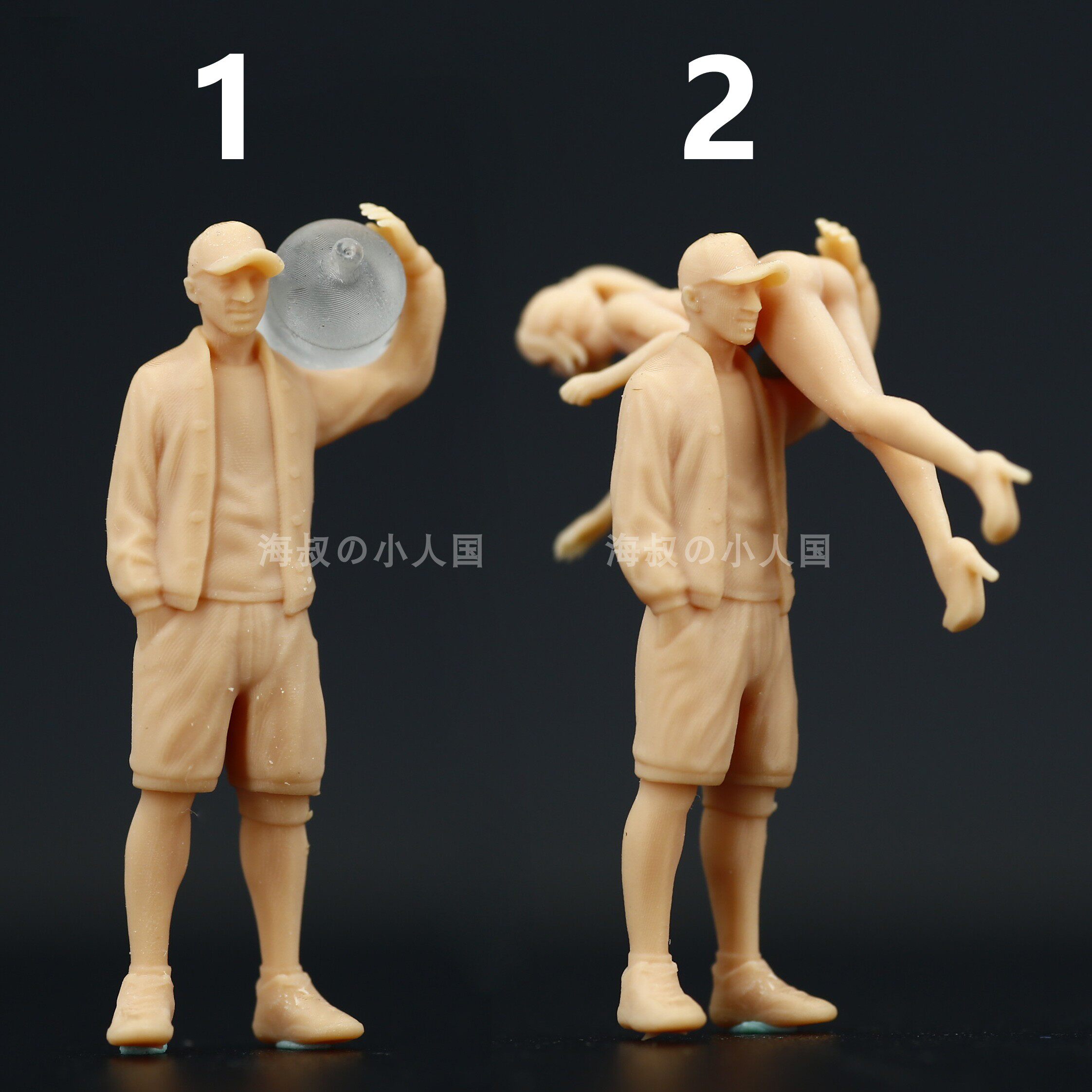 l361送水工人扛美女1:64人偶模型手办1:87微缩沙盘1:43小人