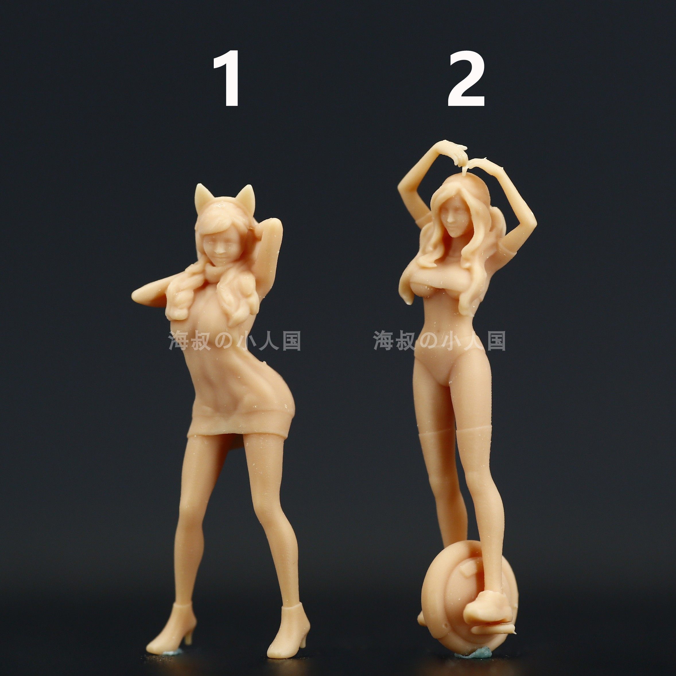 【海叔】a023平衡车猫耳美女1:64人偶模型手办1:43微缩沙盘小人
