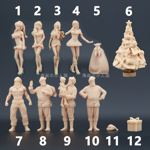 164圣诞老人美女微缩模型
