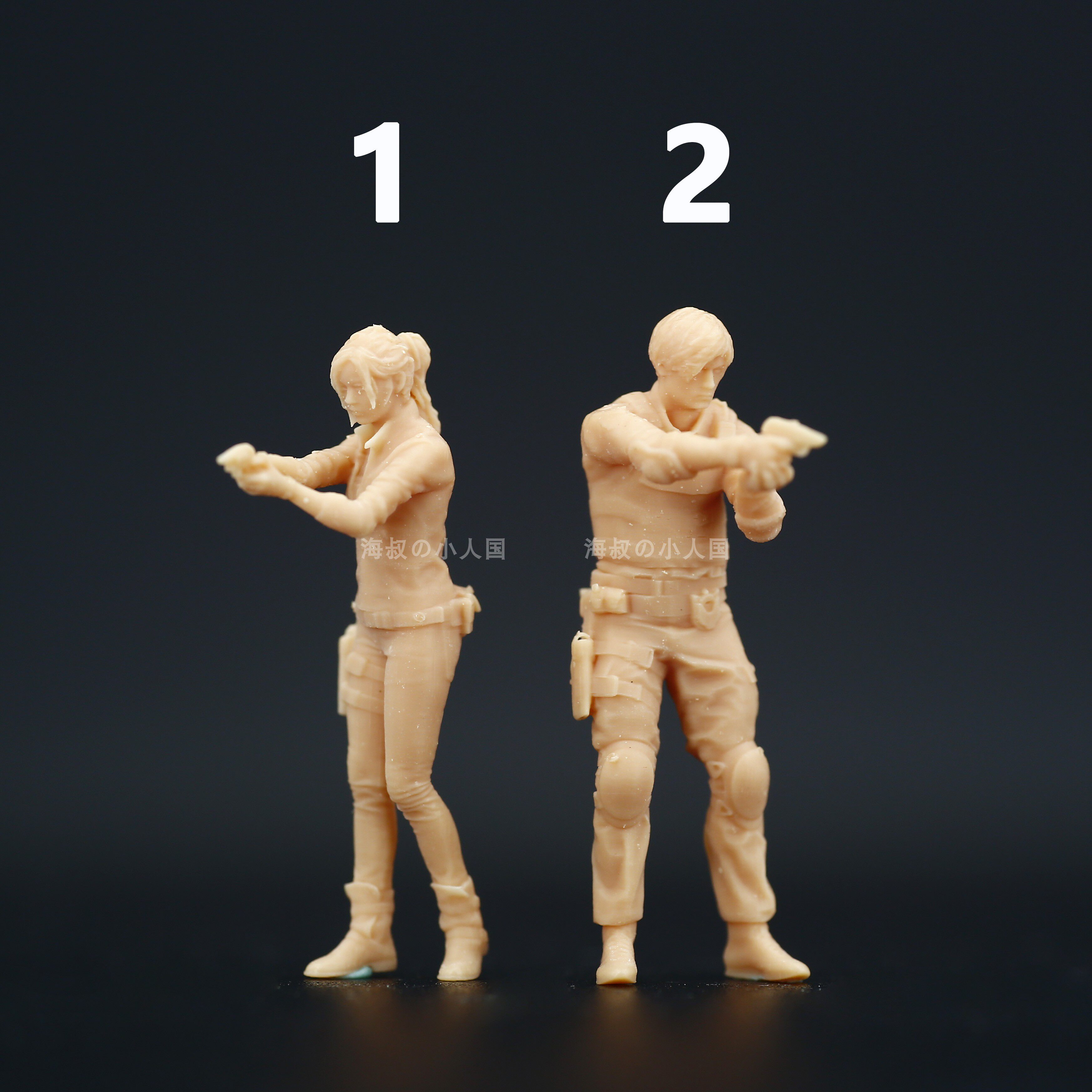 L234便衣警察陀枪师姐1/64人偶模型摆件手办1/87微缩树脂小人