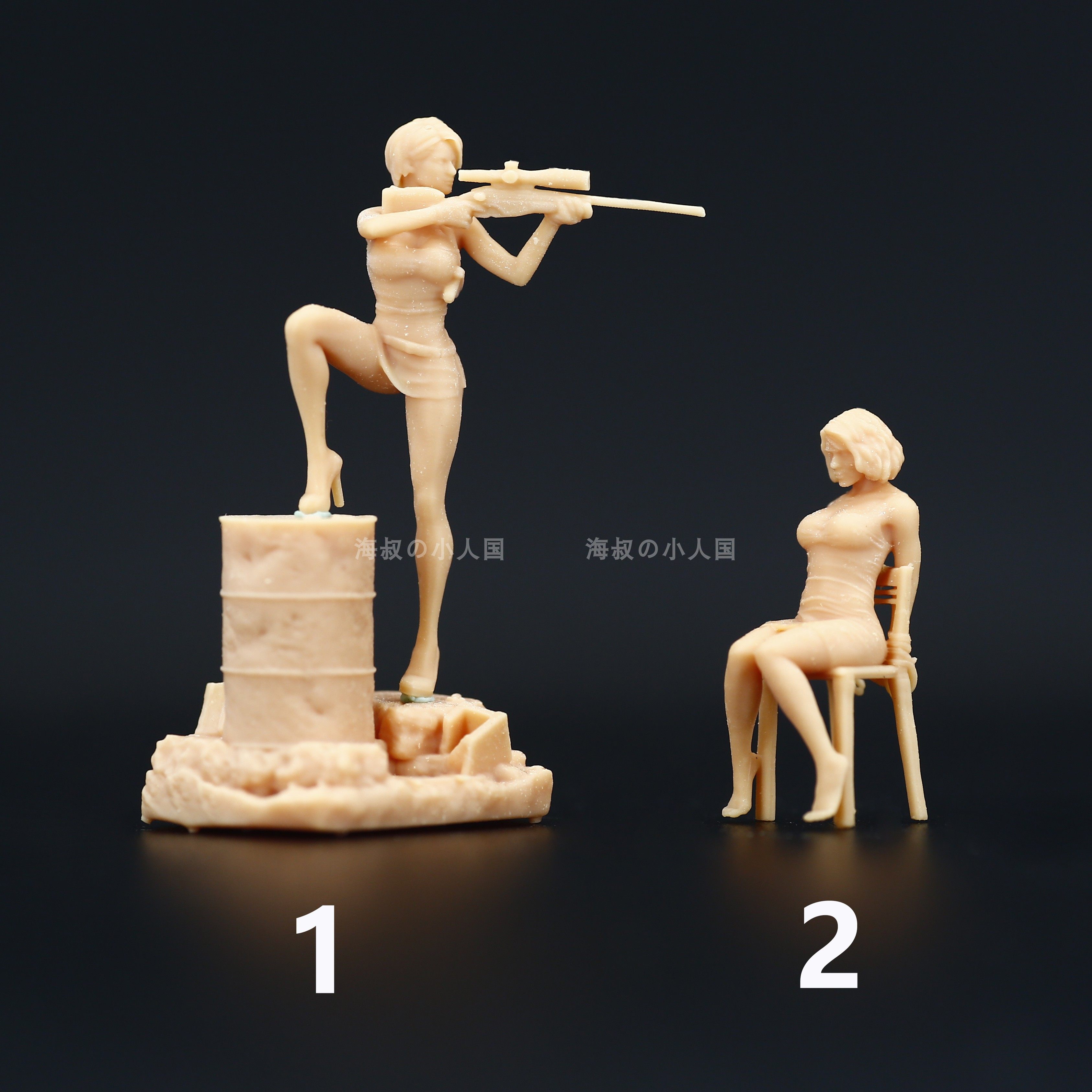 l181吉尔与黑寡妇白模1/64人偶模型摆件手办微缩小人偶微拍