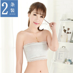 女夏蕾丝裹胸百搭抹胸新款聚拢无肩带打底内衣胸围一片式胸衣高弹