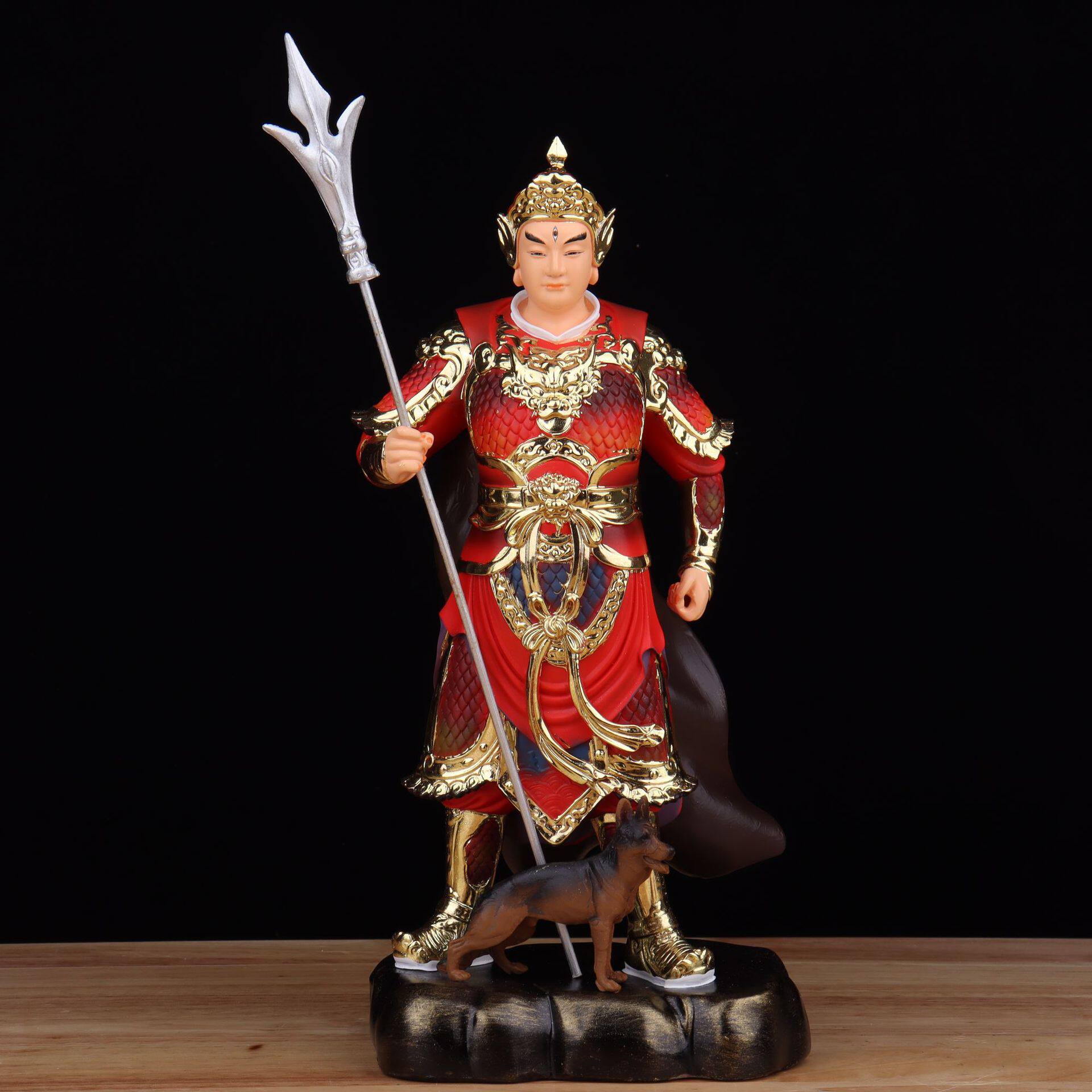 二郎神神像清源妙道显圣真君杨戬华光大帝佛像哮天犬客厅供奉摆件