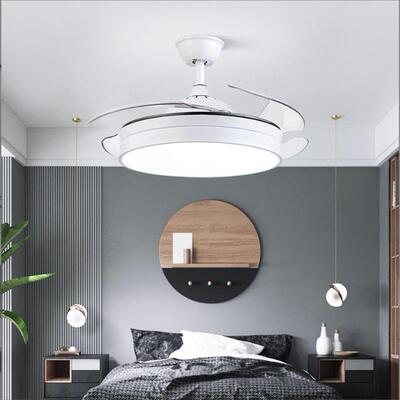 110V-220V北欧吊扇灯餐厅隐形扇简约客厅电风扇吊灯护眼变频简约