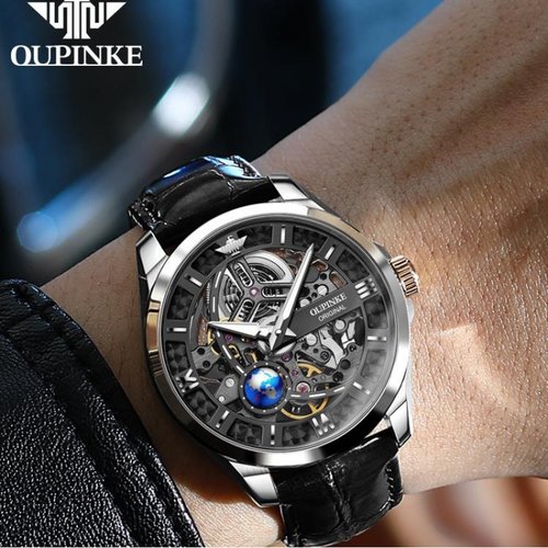 瑞士正品牌手表男士镂空地球仪夜