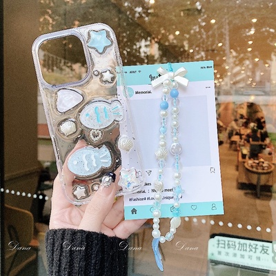 ins高级感立体贝壳小鱼17苹果iphone16ProMax手机壳透明滴胶14PRO新款15pro软壳防摔16pro保护套Puls全包硅胶