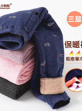男女童暖绒三层儿童保暖裤小蚂蚁