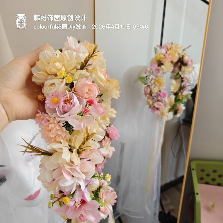 ins森系香槟花新娘花环头饰